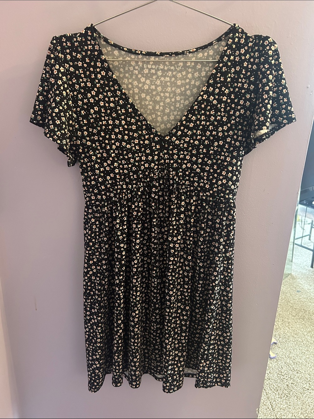 Aeropostale Black Floral Midi Dress